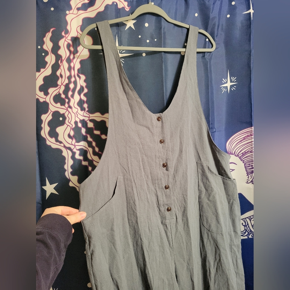 Amazon Sleeveless Button-Front Jumpsuit in Gray - Picture 2 of 10